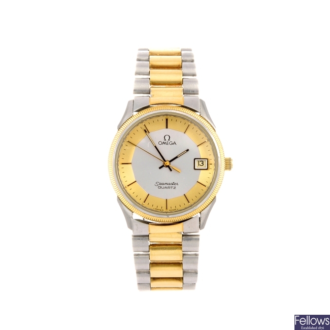 A bi colour quartz gents Omega Seamaster bracelet watch