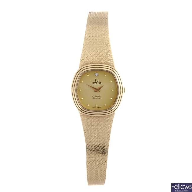 A 9ct gold lady's Omega bracelet watch.