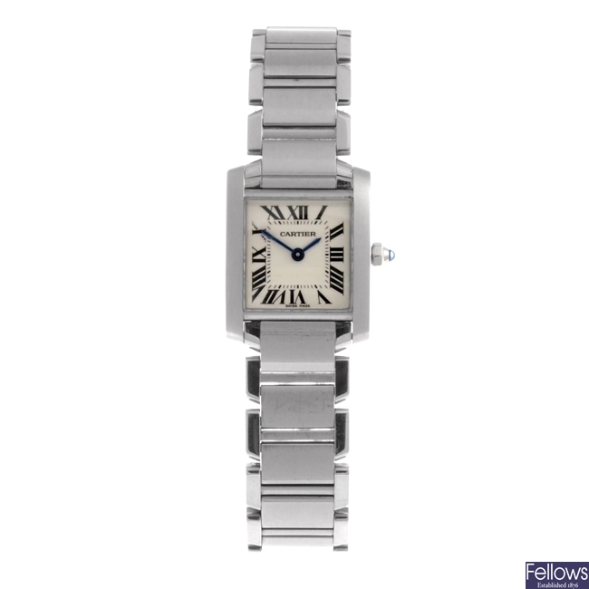A stainless steel quartz lady's Cartier bracelet watch.