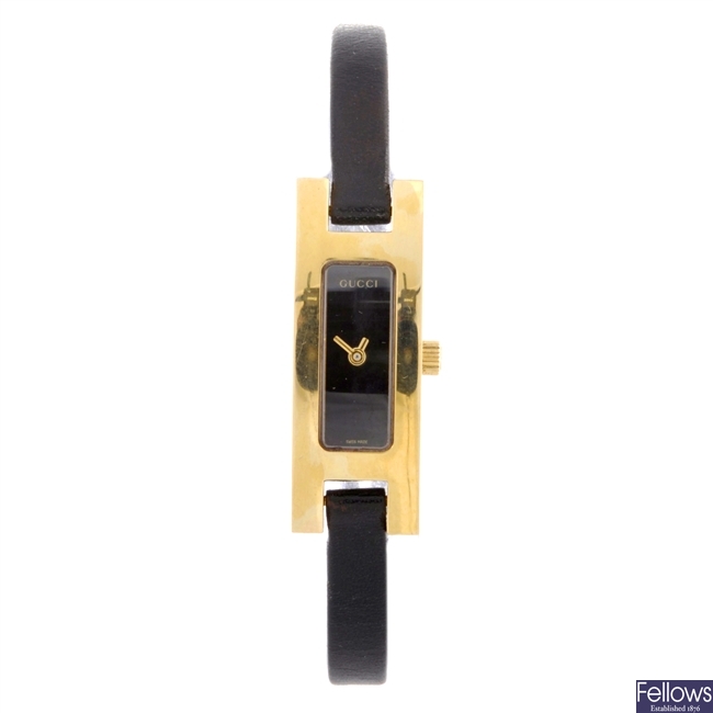 A gold plated quartz lady's Gucci wrist watch