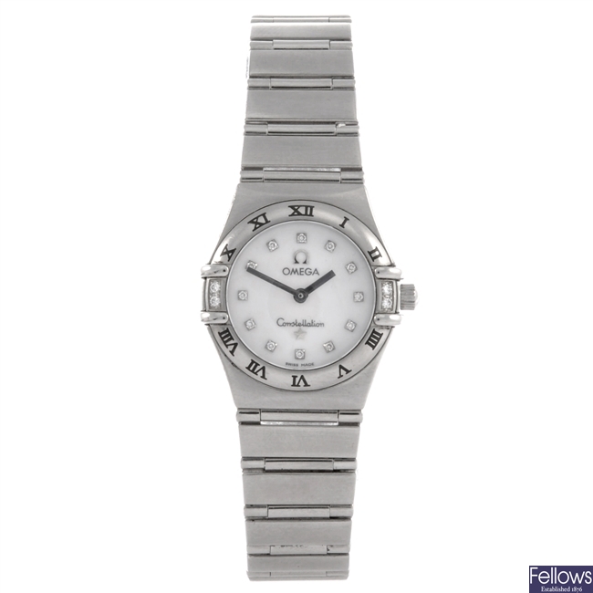 A stainless steel quartz lady's Omega Constellation bracelet watch
