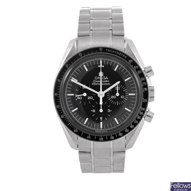 A stainless steel manual wind gents Omega Speedmaster bracelet watch