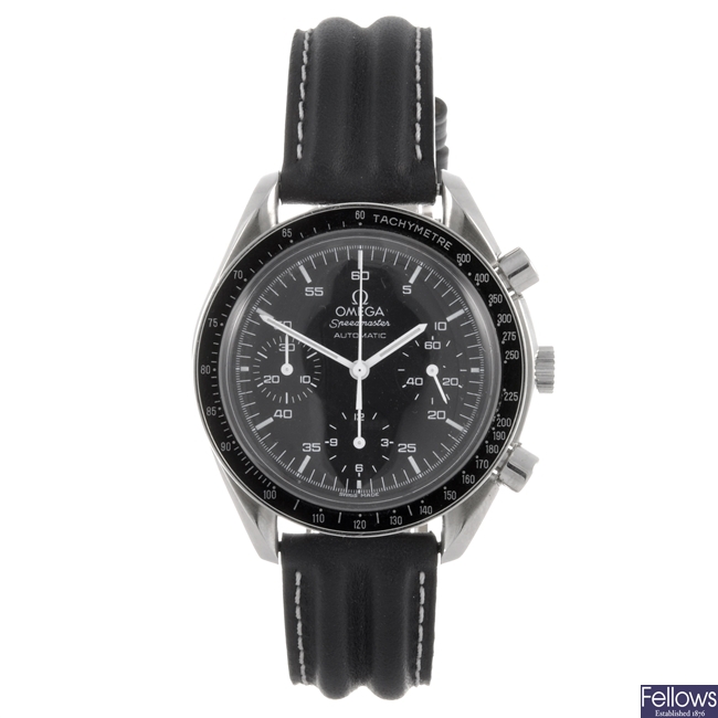 A stainless steel automatic gents Omega Speedmaster wrist watch