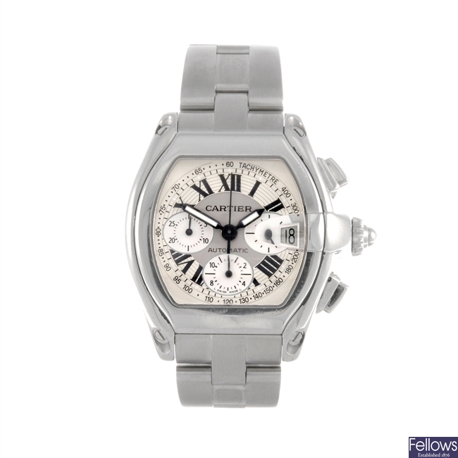 A stainless steel automatic chronograph gents Cartier Roadster bracelet watch