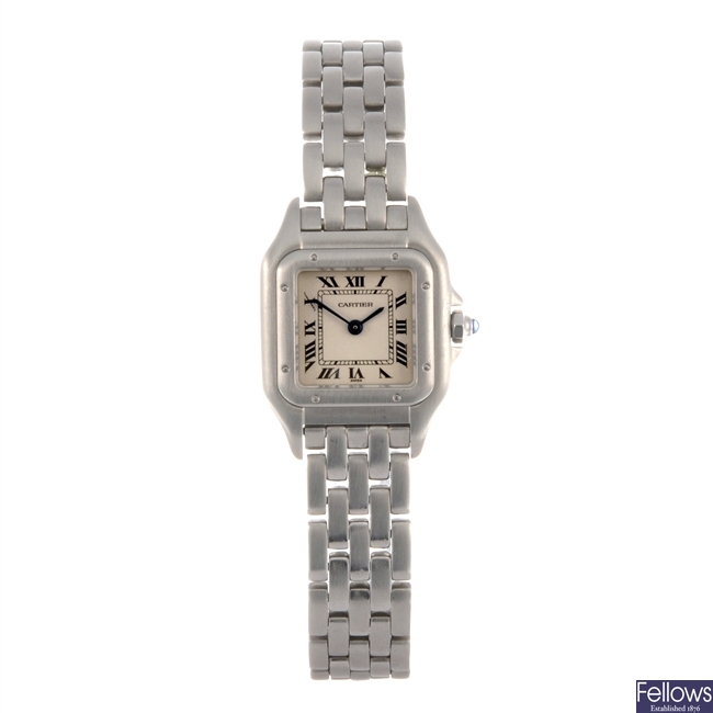 A stainless steel quartz lady's Cartier Panthere bracelet watch