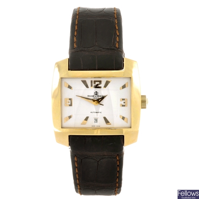 An 18ct gold automatic gentleman's Baume & Mercier wrist watch.