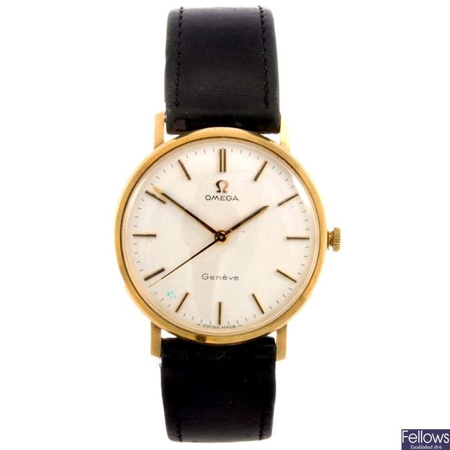 A 9ct gold manual wind gentleman's Omega Geneve wrist watch