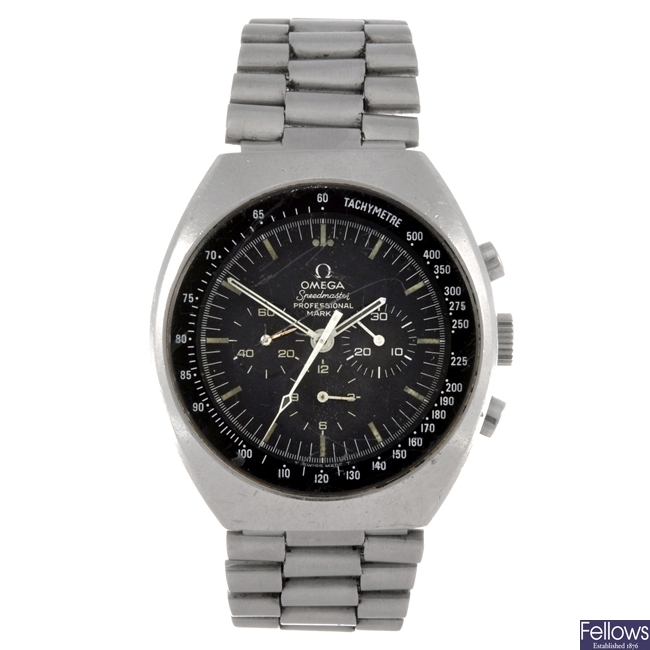 A stainless steel manual wind chronograph Omega Speedmaster Mk II bracelet watch