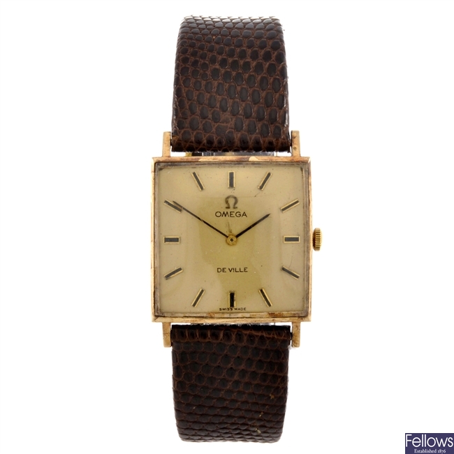 A 9ct gold manual wind gentleman' Omega De Ville wrist watch.