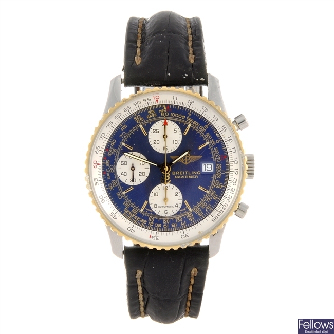 A stainless steel automatic gentleman's chronograph Breitling Navitimer wrist watch.