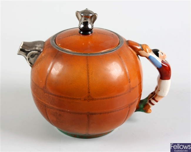 Football memorabilia: a mid 20th Century novelty football teapot