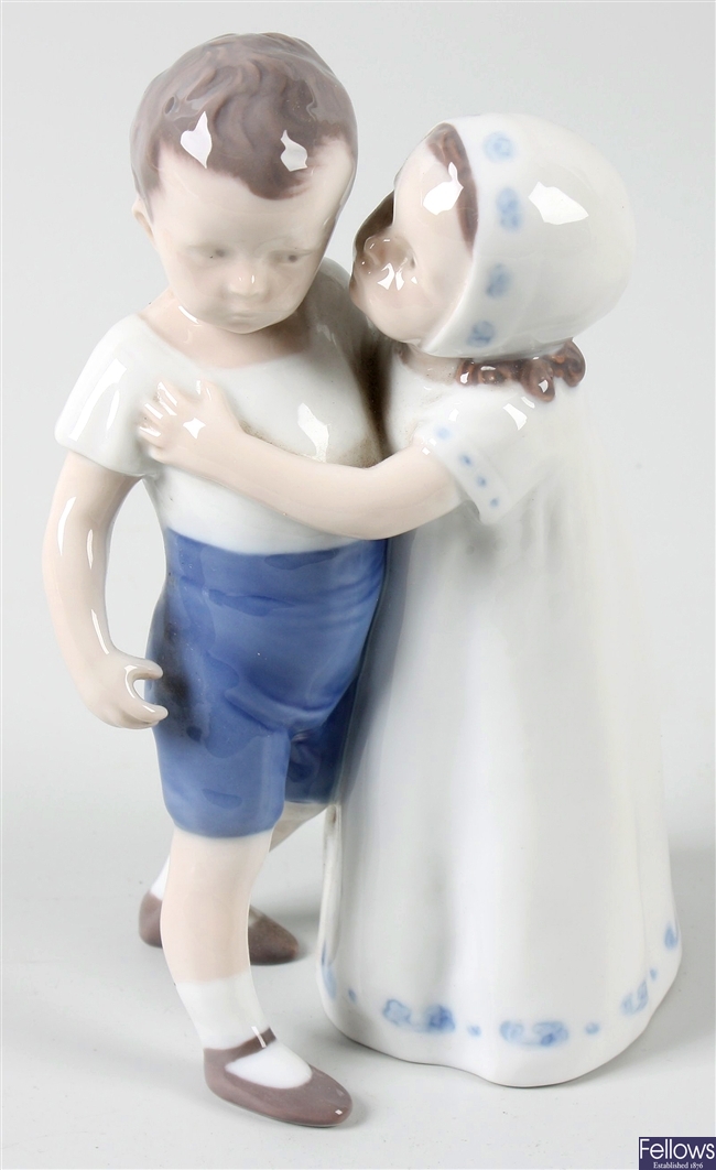 A Bing and Grondahl figure group depicting a boy and girl