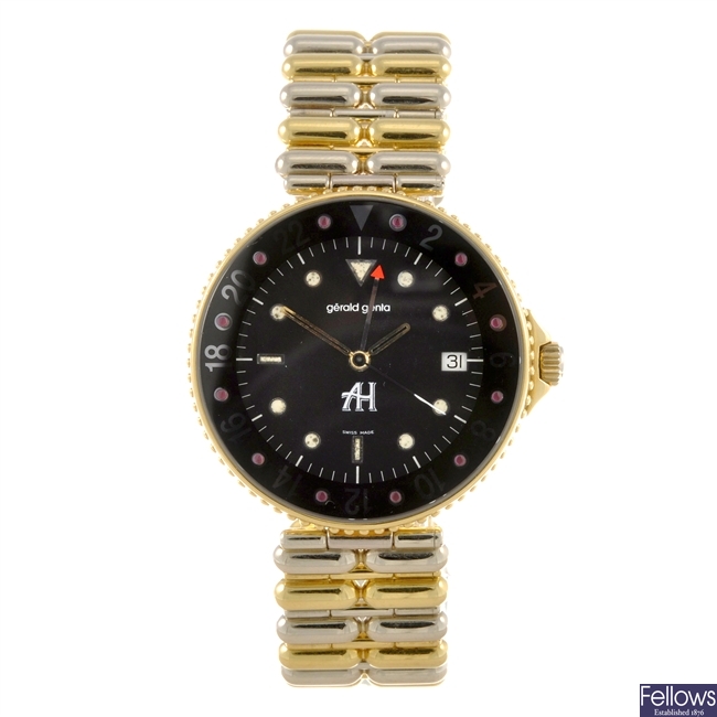 An 18k two colour gold quartz gentleman's Gerald Genta bracelet watch.