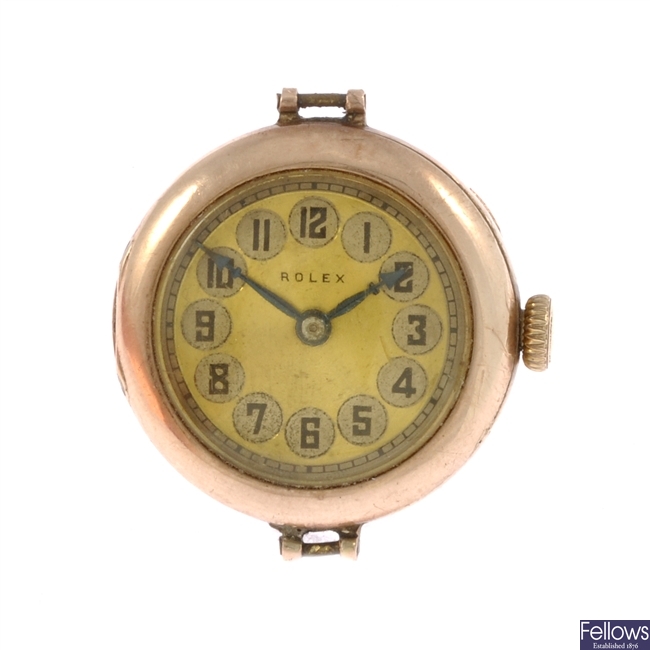 A 9ct gold manual wind Rolex watch head.