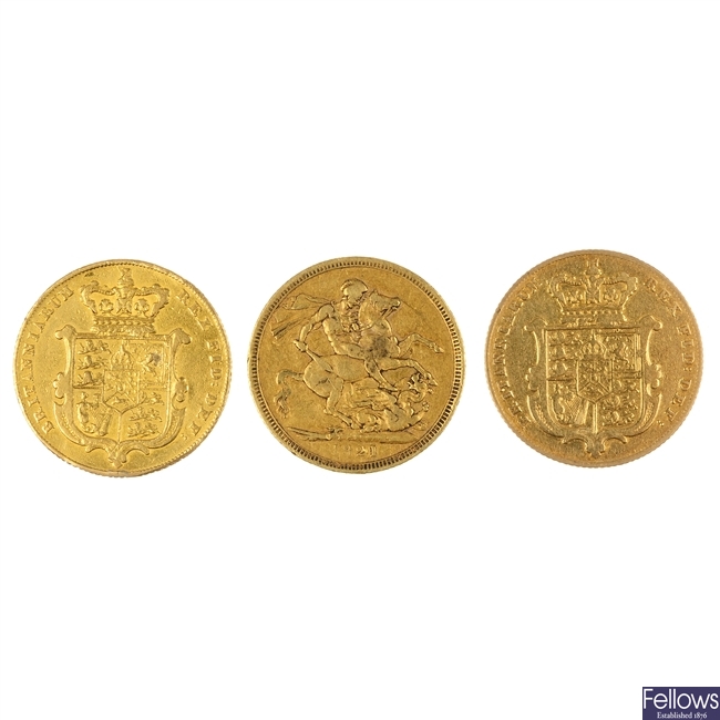 Three George IV Sovereigns.