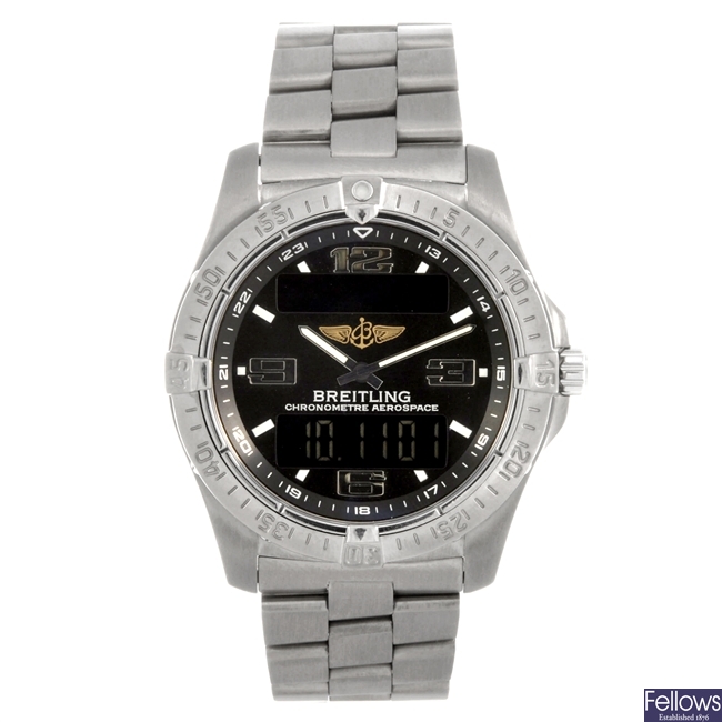 A titanium quartz gentleman’s Breitling Aerospace bracelet watch.