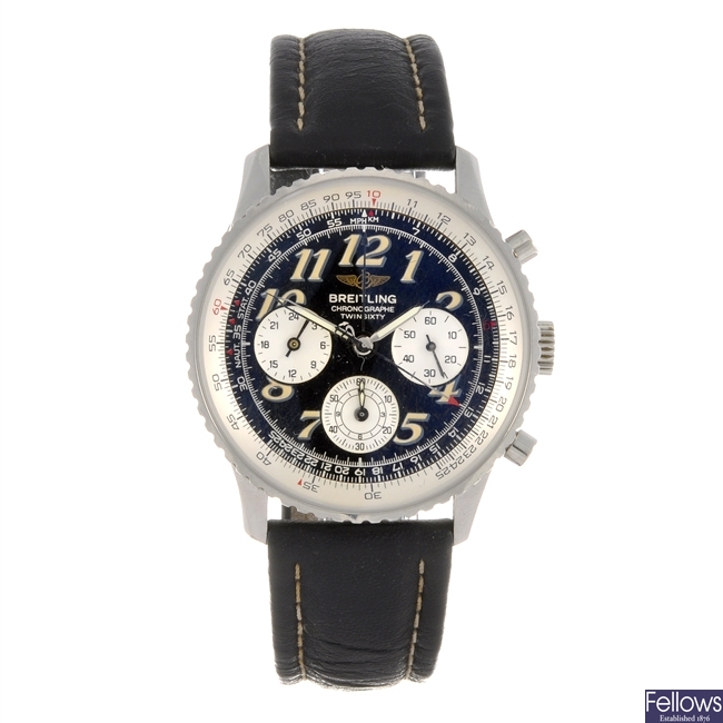 A stainless steel automatic chronograph gentleman's Twin Sixty wrist watch.