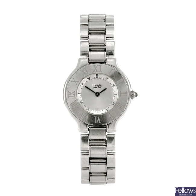 A stainless steel quartz lady's Cartier Must De 21 bracelet watch.