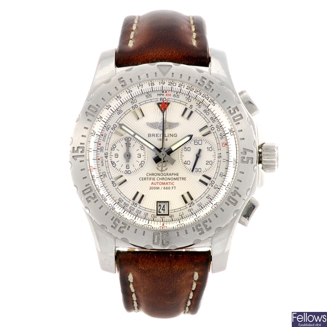 A stainless steel automatic gentleman's Breitling wrist watch.