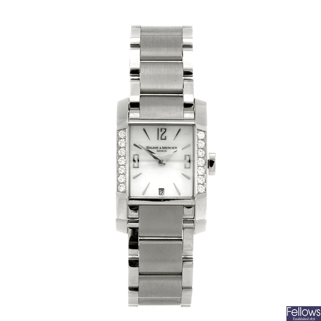 A stainless steel quartz lady's Baume and Mercier Hampton bracelet watch.