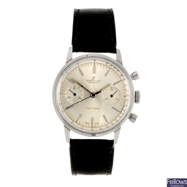 A stainless steel manual wind gentleman's Breitling Top Time wrist watch.