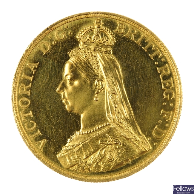 Victoria, gold Five-Pounds 1887.