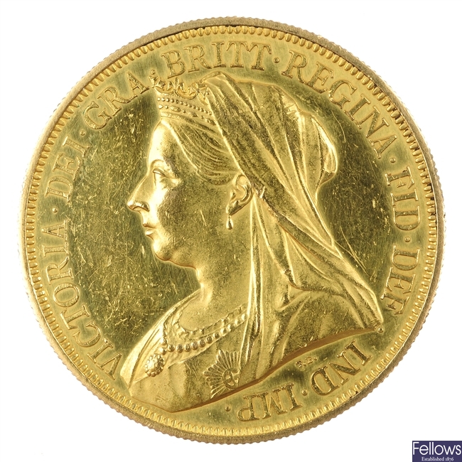 Victoria, gold Five-Pounds 1893.