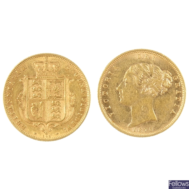 UK,Victoria, two Half-Sovereigns, 1877, 1878.