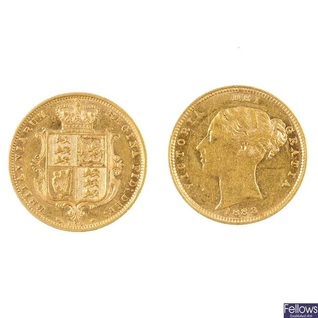 UK,Victoria, two Half-Sovereigns, 1878, 1883.