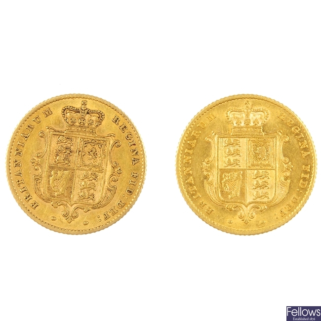 UK,Victoria, two Half-Sovereigns 1855, 1856.