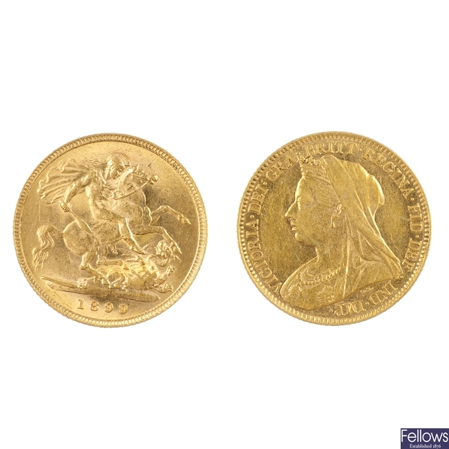 UK,Victoria, two Half-Sovereigns, 1898, 1899.