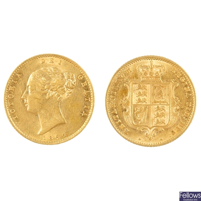 UK,Victoria, two Half-Sovereigns 1859, 1864.