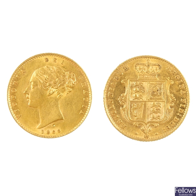 UK,Victoria, two Half-Sovereigns 1866, 1869.