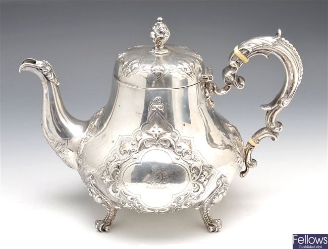 Victorian silver tea pot.