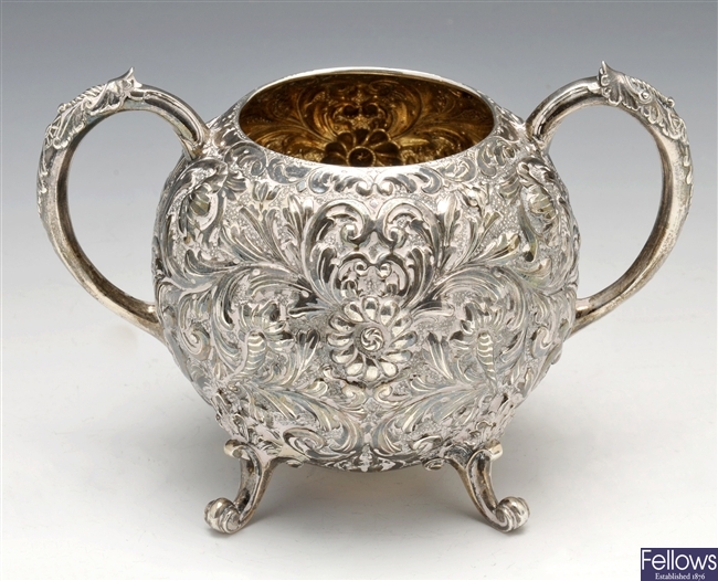 Victorian silver sugar bowl.