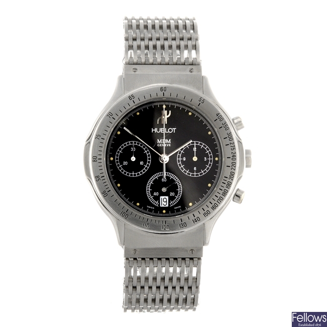 A stainless steel quartz gentleman's chronograph Hublot bracelet watch.