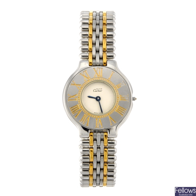 A bi-colour quartz lady's Cartier Must De Cartier 21 bracelet watch.