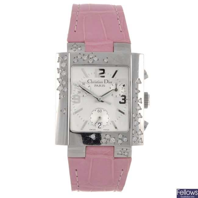 A stainless steel quartz lady's Christian Dior wrist watch.