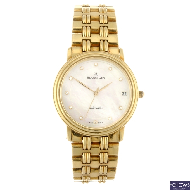 An 18k gold automatic gentleman's Blancpain bracelet watch.