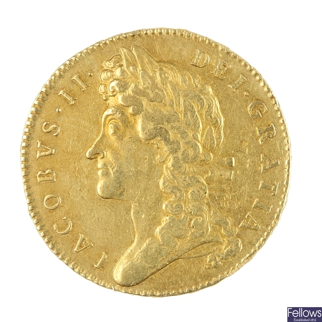 James II, gold Five-Guineas 1688.