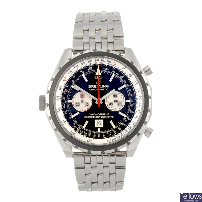 A stainless steel automatic gentleman's Breitling Navitimer Chrono-Matic bracelet watch.
