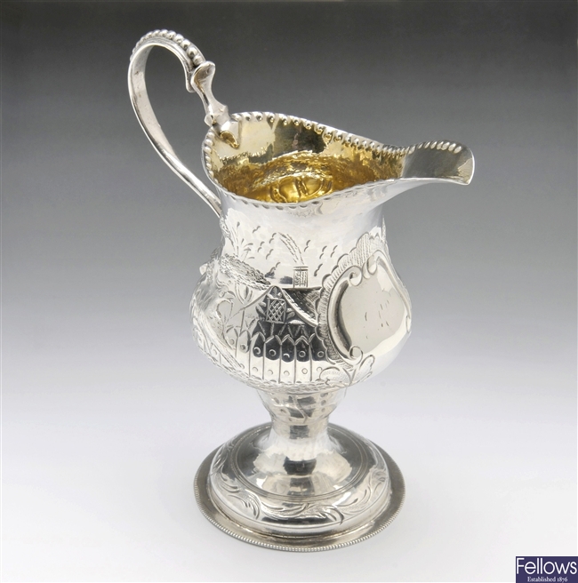 George III silver pedestal cream jug.