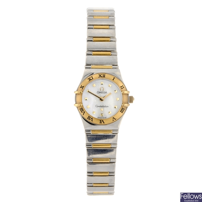 (121078534) A bi-metal quartz lady's Omega My Choice Constellation bracelet watch.