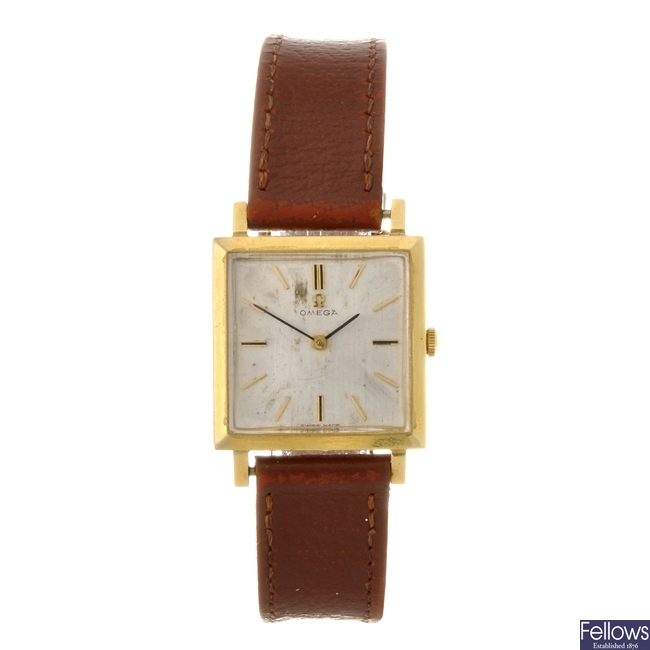 (119173188) An 18k gold manual wind gentleman's Omega wrist watch.