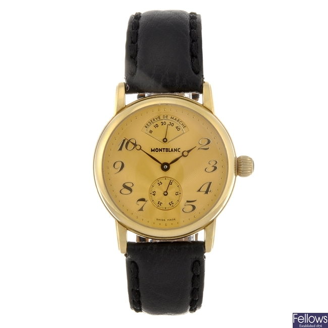 (116184265) An 18k gold manual wind gentleman's Montblanc Meisterstuck wrist watch.