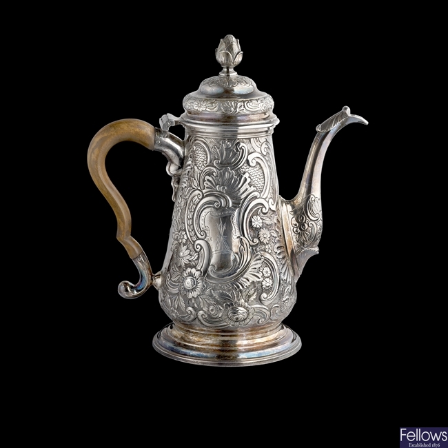 George II Scottish silver coffee pot.