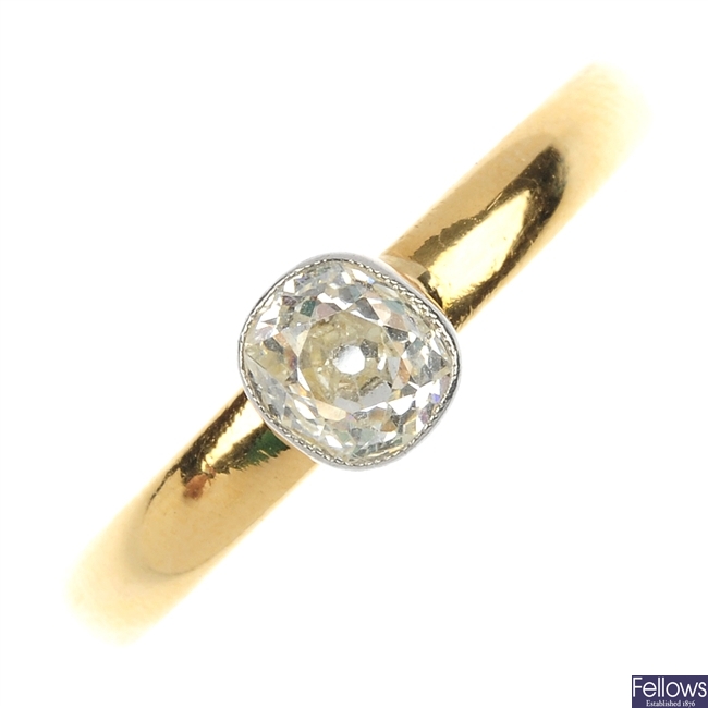 An early 20th century 22ct gold diamond ring.