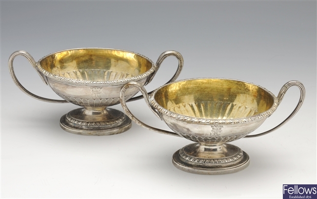 George III silver pair of open salts.