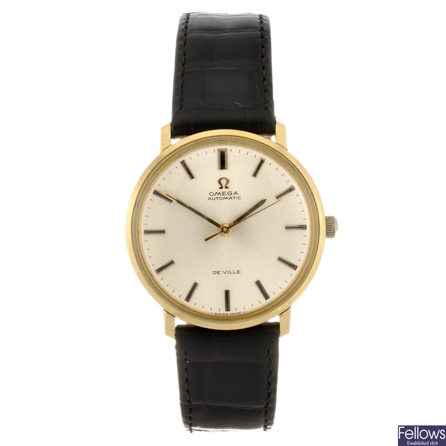 An 18k gold automatic gentleman's Omega DeVille wrist watch.