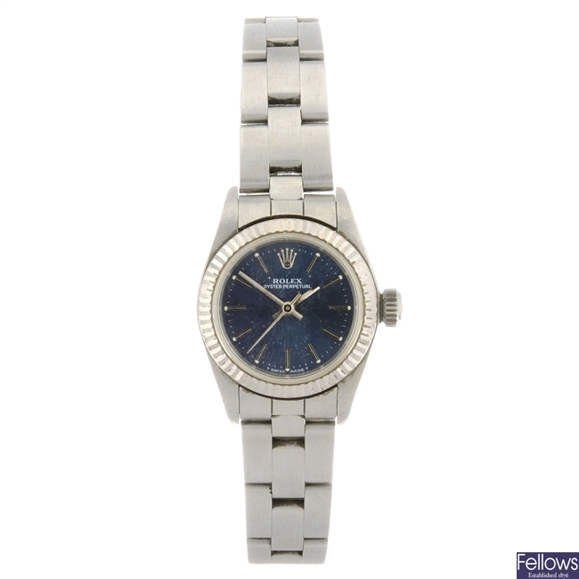 (605010133) A stainless steel automatic lady's Rolex Oyster Perpetual bracelet watch.